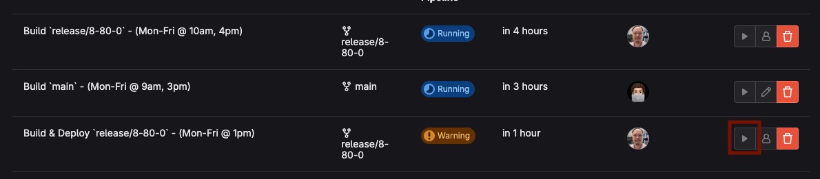 edit pipeline schedule