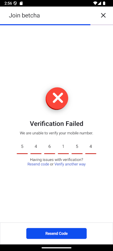 IDV Leverage SMS Code Validation Failed