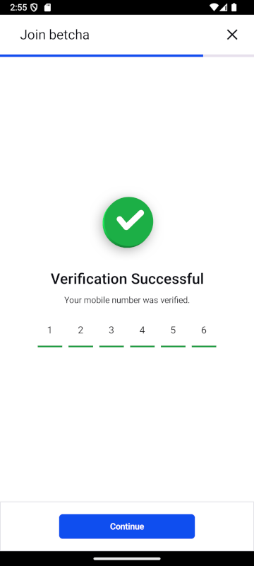 IDV Leverage SMS Code Validation Success