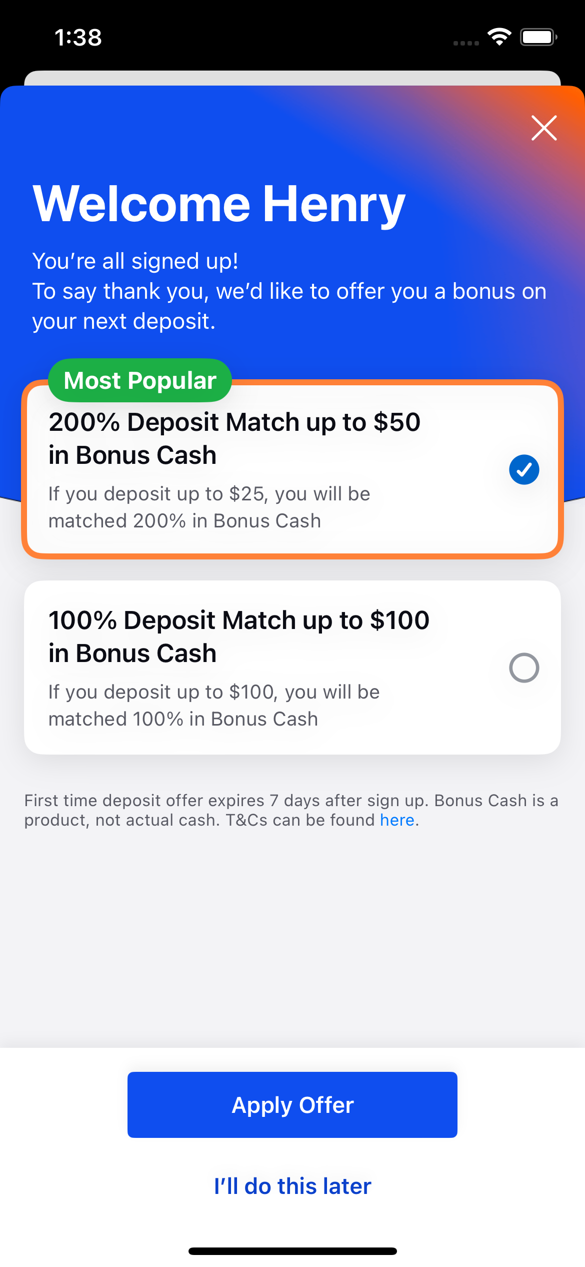 offers screen