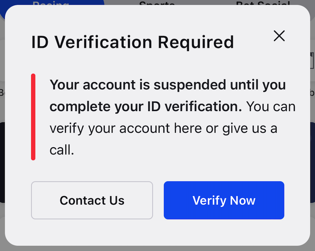 ID verification required notification